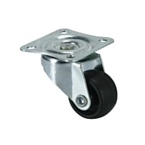 Roulette économique à platine pivotante polypro noir Ø25mm - Charge supportée 12 kg - CIME