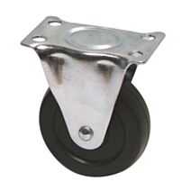 Roulette économique à platine fixe caoutchouc noir Ø65mm charge supportée 35 kg