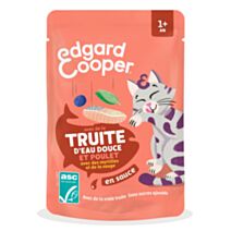 Morceaux en sauce Truite & Poulet pour Chat Adulte 85g - EDGARD COOPER