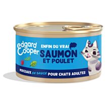 Morceaux Saumon poulet en sauce sans céréales 85g - EDGARD COOPER