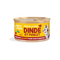 Morceaux de dinde et poulet en sauce sans céréales 85g pour chats - EDGARD COOPER