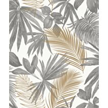 Papier Peint Vinyle Intissé Vinyle Wild Palms Gris 0,53x10,05m - GRANDECO