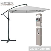 Parasol déporté carré 250 x 250 cm gris clair