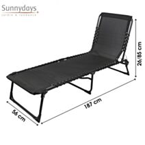 Bain de soleil Playa 187 x 56 x h26/85 cm noir