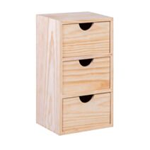 Mini-bloc 3 tiroirs Pin massif Brut L17xH,32xP14cm - LUSIMAT
