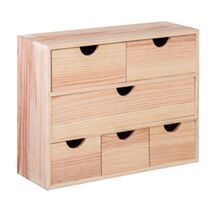 Mini-bloc 6 tiroirs Pin massif Brut L32xH,21,5xP14cm - LUSIMAT