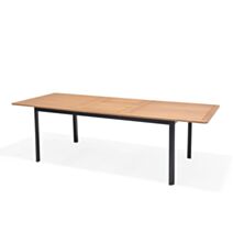 Table de jardin extensible Celina bois d'eucalyptus aluminium 180x98,9cm noir
