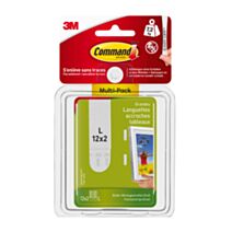 24 languettes de fixation tableau GM blanc - 3M COMMAND