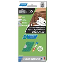 Patins rectangles 93x190mm grain 80 noir x5 - NORTON