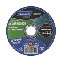 Disques tronçonnage ultra fin carrelage Ø125x1.6x2.2mm - NORTON