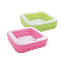 Piscinette gonflable bébé 86x86x25cm rose ou vert - INTEX