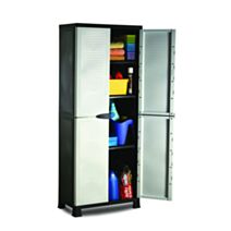 Armoire haute prestige 3 étagères noir/gris