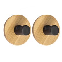Lot de 2 crochets adhésif Elsie Ø4cm bambou noir - SPIRELLA