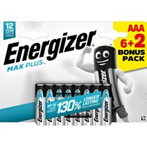 Pile Alcaline AAA Energizer Max plus - Pack de 6+2 offert