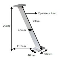 2 pieds de snack aluminium pour cuisine Haut 20cm