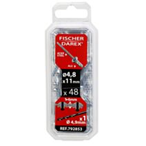 rivets aveugle 4.8x11 48 pcs alu acier tête plate - FISCHER DAREX