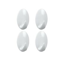 4 Crochets Adhésifs Plastique 4,2x2,6cm Blanc