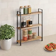 Étagère à épices York 3 niveaux 34x8x38cm bois et métal - METALTEX