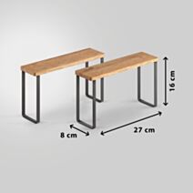 Lot de 2 ponts de rangements York bois et métal touchtherm 16x27x8cm noir - METALTEX