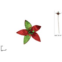 Fleur Noël Tige Vert/Rouge 18cm