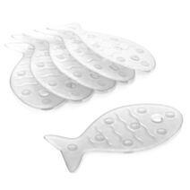 6 Pastilles antidérapantes douche/baignoire Poisson 14x7,5cm transparente - TATAY