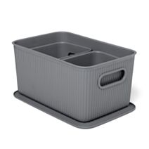 3 Paniers Rangement Baobab Gris Anthracite