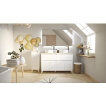 Meuble Ona L120 blanc/bois mélaminé livré en kit - ONDEE