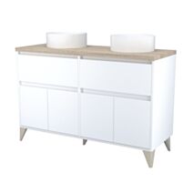 Meuble Ona L120 blanc/bois mélaminé livré en kit - ONDEE