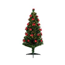 Sapin fibre ponsetia vert/blanc chaud Ø45xH.90cm