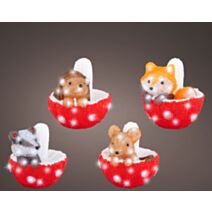 Champignon lumineux avec animal LED Ø19x20cm - LUMINEO