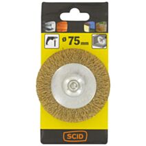 Brosse circulaire fils acier laitonné ondulés Ø 75 mm - SCID