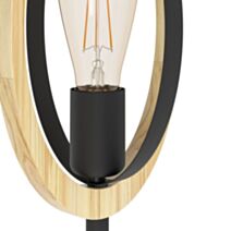 Lampe de table Basildon 19 x 34,5 cm E27 40W bois/acier noir - EGLO