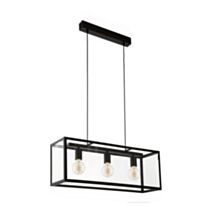 Suspension Charterhouse 73 x 20 x 110 cm acier noir E27x3 60W - EGLO