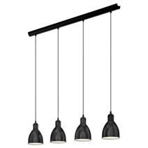 Suspension Priddy 97,5 x 15,5 x H110 cm acier noir E27 4 x 60W A++E - EGLO