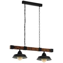 Suspension Oldbury Noir marron 2x60W - EGLO