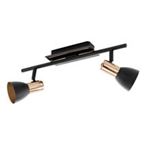 Réglette 2 lumières Barnham LED/3,3W noir/cuivre