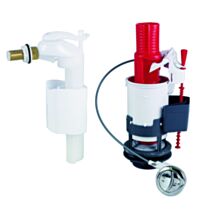 Ensemble complet de chasse d'eau double poussoir à câble, robinet flotteur servo-valve - WIRQUIN