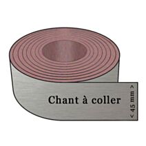 Chant à coller stratifié alu brillant. Section : 1 x 45 mm Longueur : 305 cm