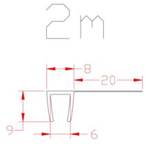 Joint d'étanchéité de douche en F pour paroi de 6 mm - AURLANE