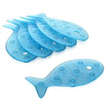 6 Pastilles antidérapantes douche/baignoire Poisson 14x7,5cm bleu translucide - TATAY