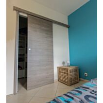  Kit porte coulissante décor gris blanchi avec butée