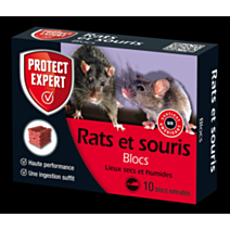 Appât Rats/Souris blocs 10x30gr - PROTECT EXPERT 