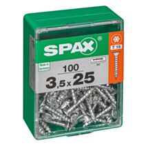 100 vis 3,5x25 tête fraisée empreinte t-star+ T20 gris SPAX