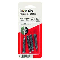 4 Chevilles Plaque Plâtre Ø8x38mm + Vis TR Ø4x47mm – INVENTIV