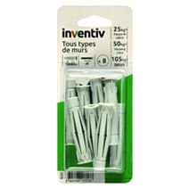 8 Chevilles Nylon Tous Matériaux Ø10x60mm - INVENTIV