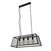 Suspension 4 Lumières Stock Métal Noir Mat 78cm 40W - COREP