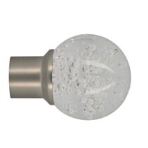 Embout de barre à rideau en métal Ø20 boule verre Helium chrome mat
