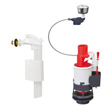 Ensemble complet de chasse d'eau double poussoir à câble, robinet flotteur servo-valve - WIRQUIN