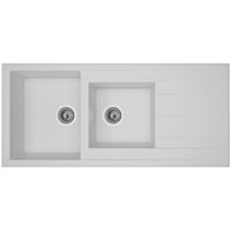 Evier à encastrer 2 cuves 110 cm blanc uni Cube