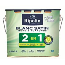 Peinture acrylique Murs&Plafonds 2en1 blanc satin 5L - RIPOLIN